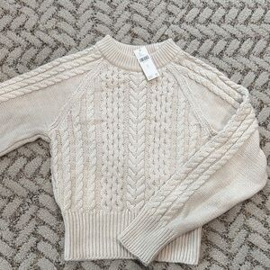 Anthropologie Cream Cable Knit Sweater